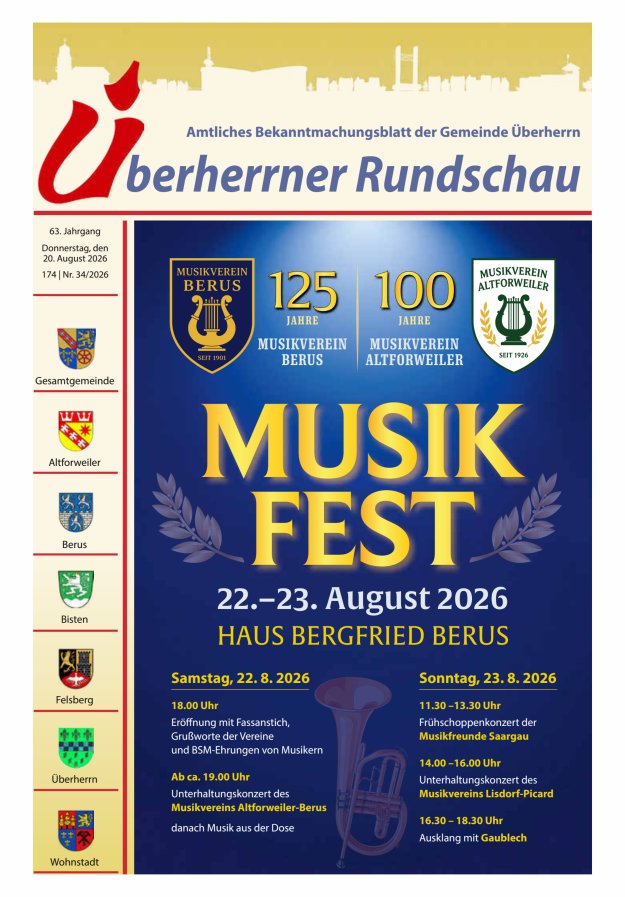 Überherrner Rundschau Titelblatt 34/2026