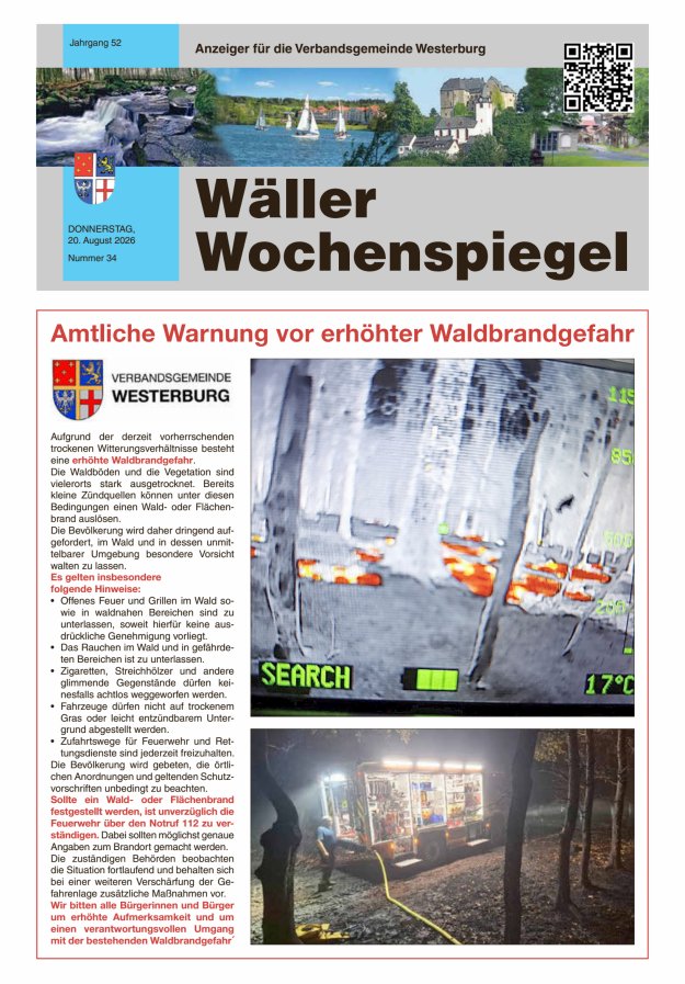 Wäller Wochenspiegel - Anzeiger für die Verbandsgemeinde Westerburg Titelblatt 34/2026