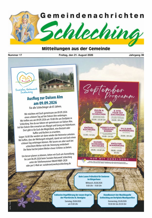 Gemeindenachrichten Schleching Titelblatt 17/2026