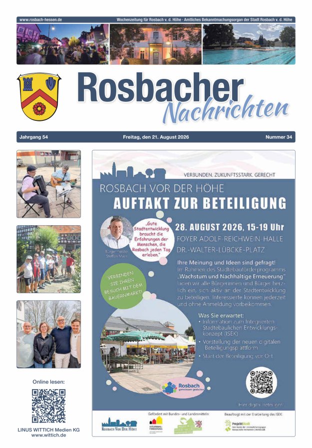 Rosbacher Nachrichten Titelblatt 34/2026