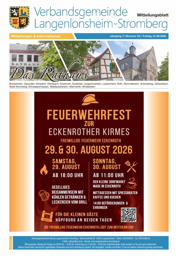Das Rathaus - MTB d VG Langenlonsheim-Stromberg Titelblatt 34/2026