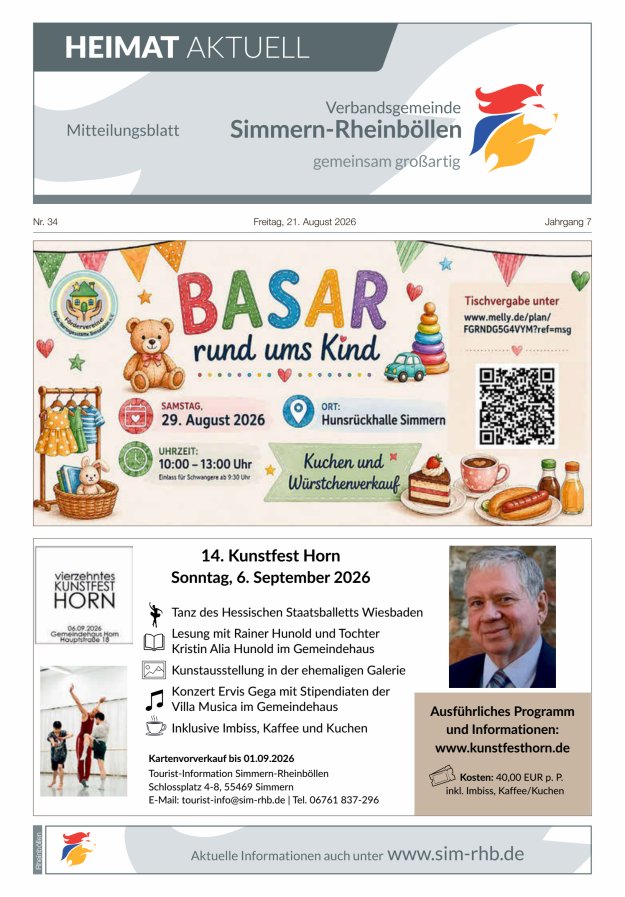 Heimat Aktuell Mitteilungsblatt der VG Simmern-Rheinböllen-Ausg Rheinböllen Titelblatt 33/2026