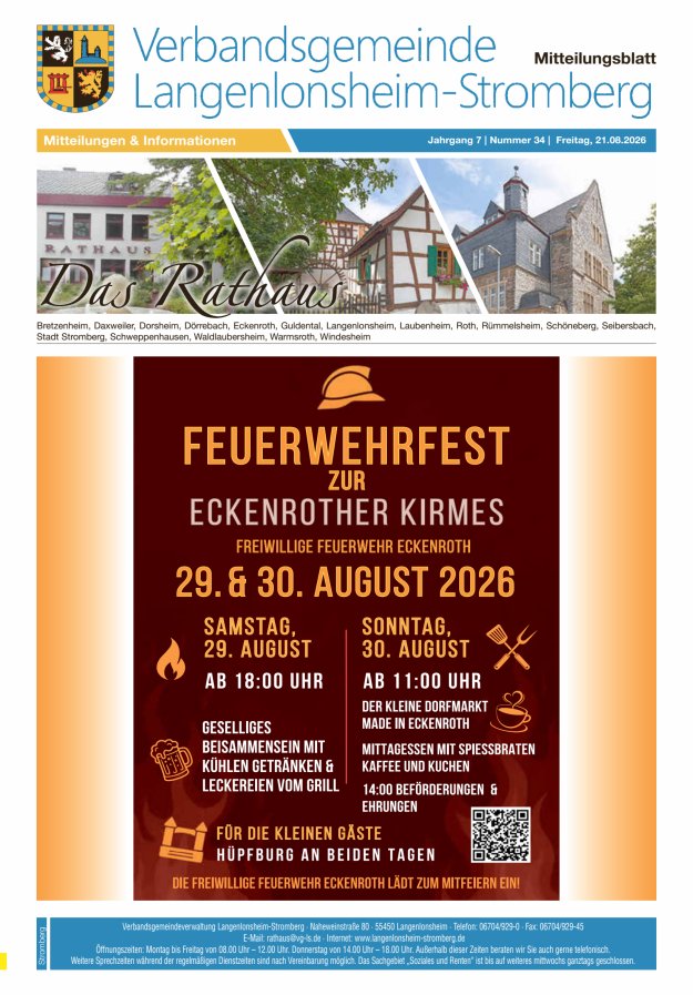 Das Rathaus - MTB d VG Langenlonsheim-Stromberg  Titelblatt 33/2026