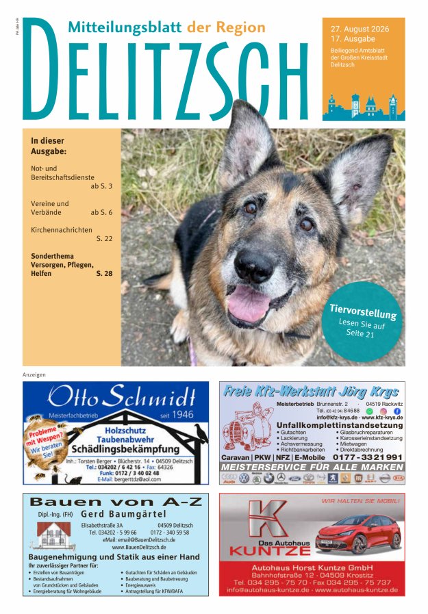 Mitteilungsblatt der Region Delitzsch Titelblatt 17/2026