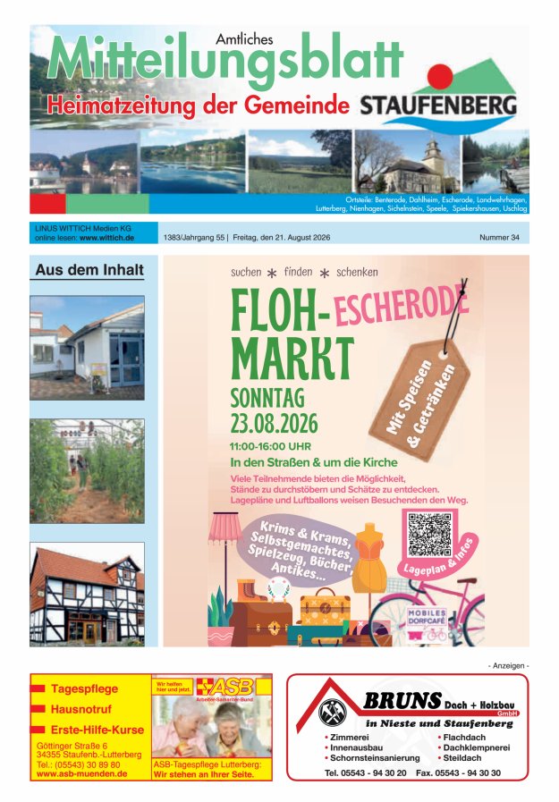 Heimatzeitung der Gemeinde Staufenberg Titelblatt 34/2026