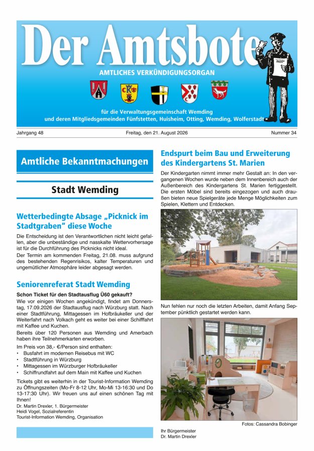 Der Amtsbote - Wemding Verwaltungsgemeinschaft Titelblatt 34/2026