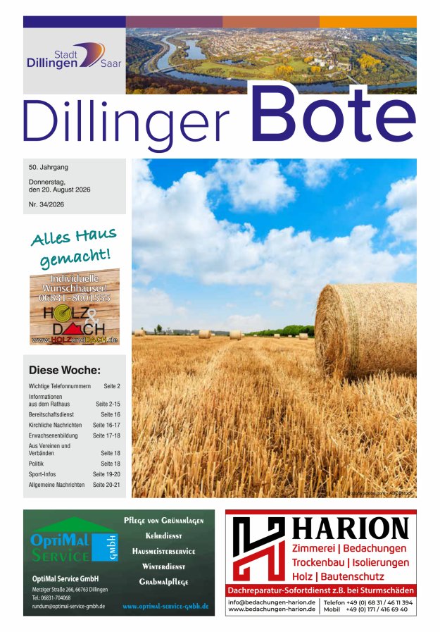 Dillinger Bote Titelblatt 34/2026