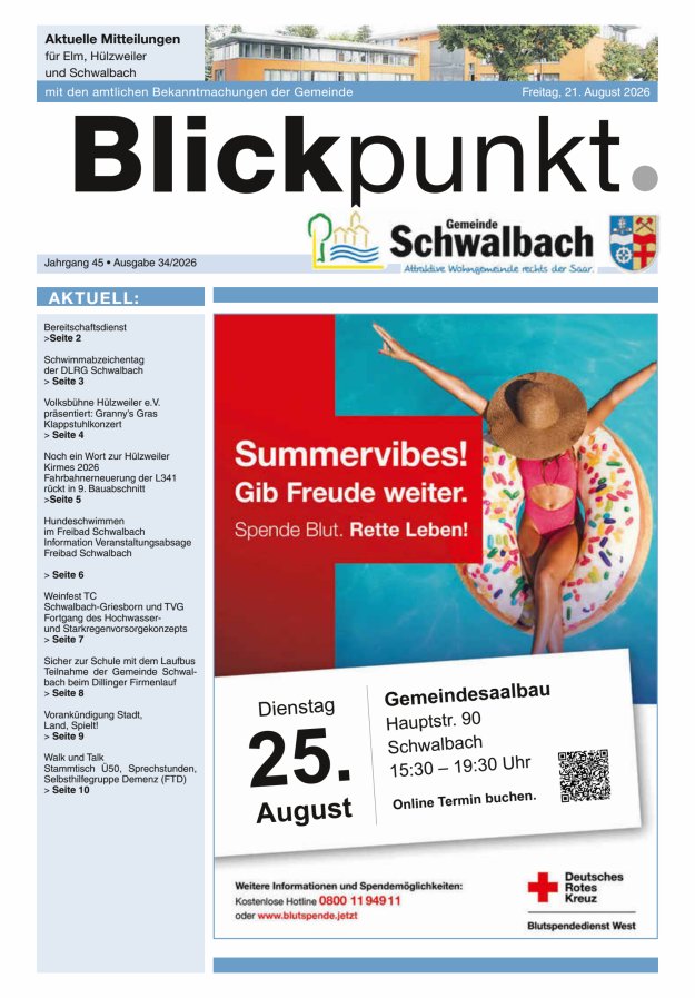 Blickpunkt Schwalbach Titelblatt 34/2026