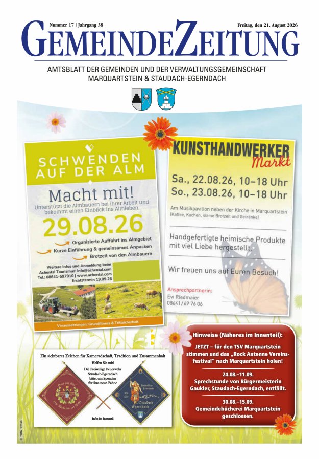 Marquartsteiner und Staudach-Egerndacher Nachrichten Titelblatt 17/2026