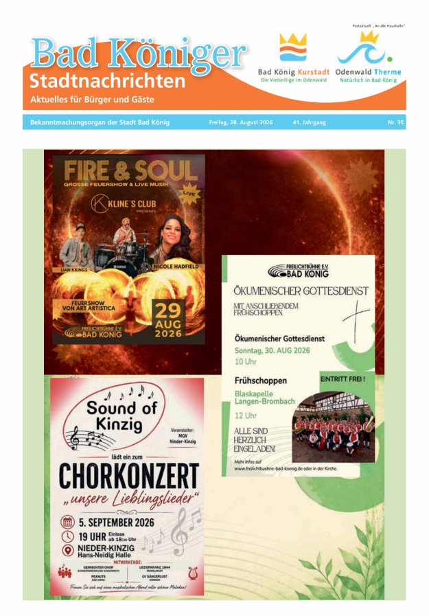 Bad Königer Stadtnachrichten und Badeblatt Titelblatt 35/2026