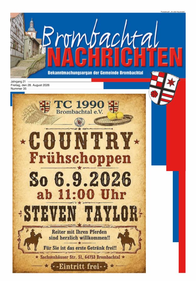 Brombachtal-Nachrichten Amtsblatt der Gemeinde Brombachtal Titelblatt 35/2026