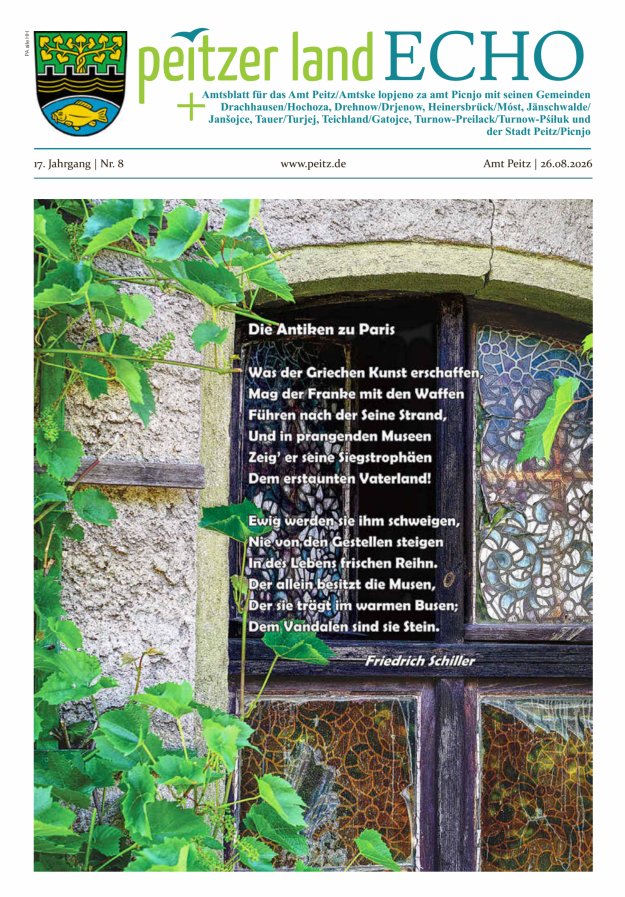 Peitzer LandEcho - Beilage: Amtsblatt für das Amt Peitz mit seinen Gemeinden Titelblatt 08/2026