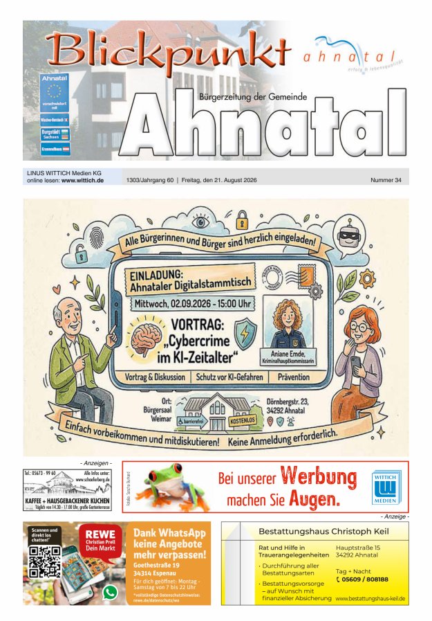 Blickpunkt Ahnatal Titelblatt 34/2026