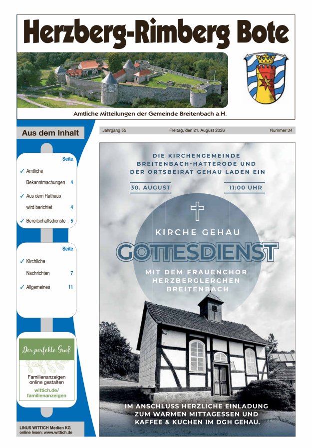 Herzberg-Rimberg Bote Titelblatt 34/2026