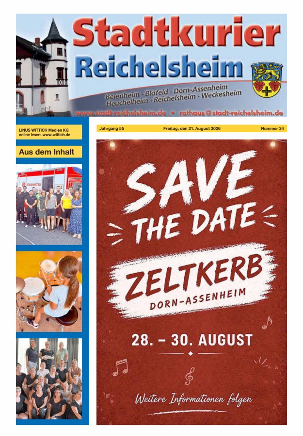 Stadtkurier Reichelsheim Titelblatt 34/2026