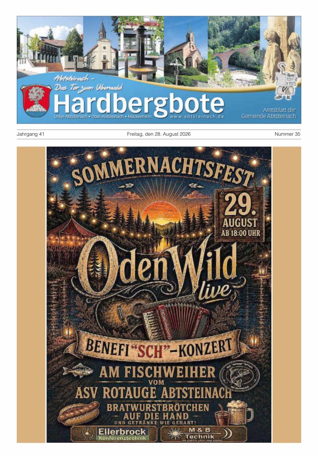 Hardbergbote - Mitteilungsblatt der Gemeinde Abtsteinach Titelblatt 35/2026