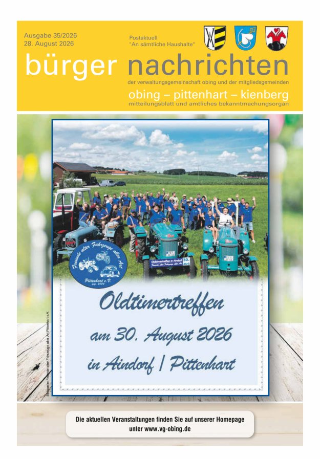 Bürger Nachrichten Obing Pittenhart Kienberg Titelblatt 35/2026