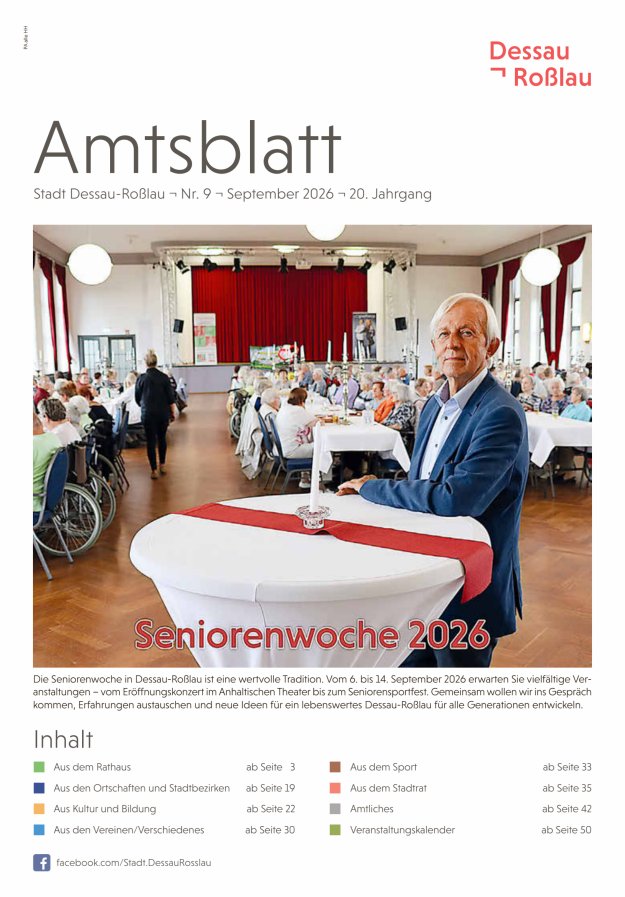 Amtsblatt Stadt Dessau-Roßlau Titelblatt 09/2026