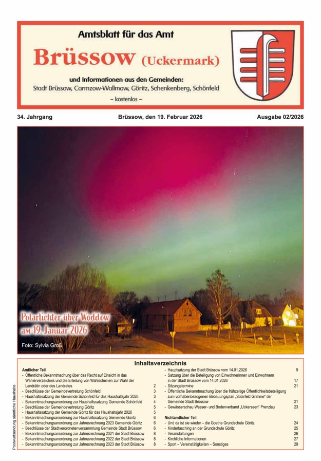 Amtsblatt Brüssow Titelblatt 02/2026