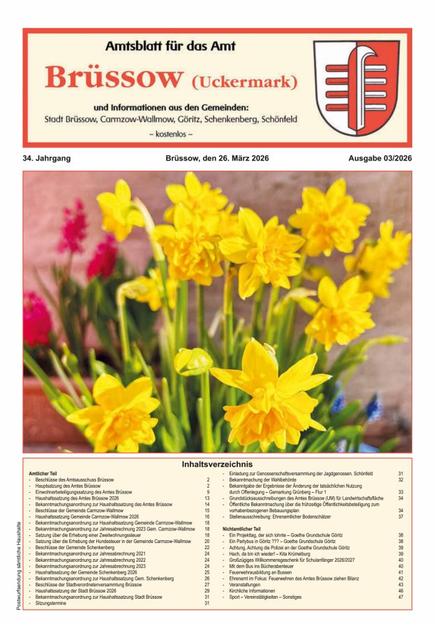 Amtsblatt Brüssow Titelblatt 03/2026