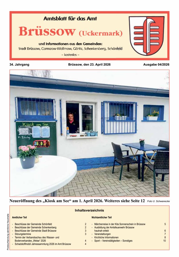 Amtsblatt Brüssow Titelblatt 04/2026
