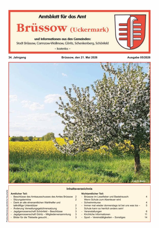 Amtsblatt Brüssow Titelblatt 05/2026
