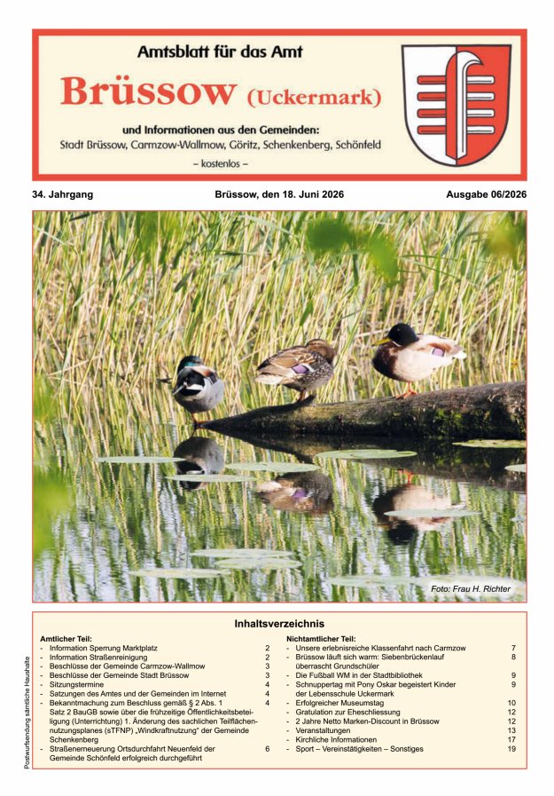 Amtsblatt Brüssow Titelblatt 06/2026