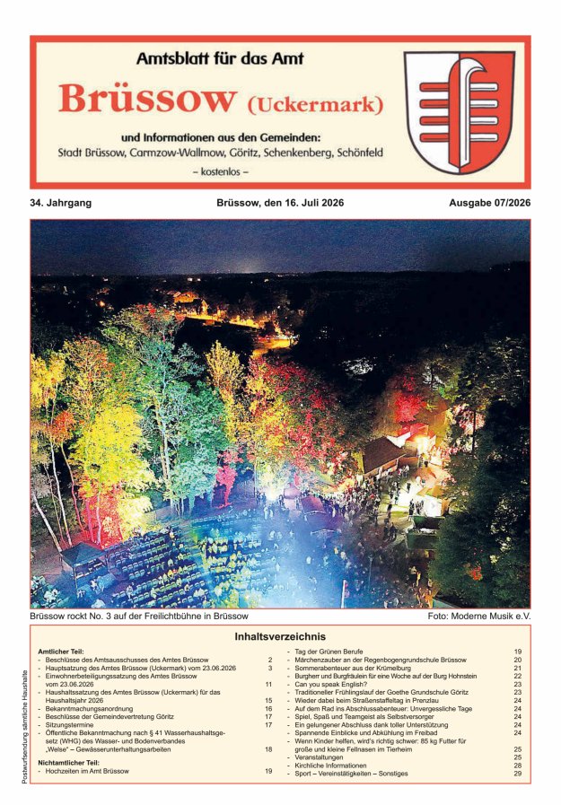 Amtsblatt Brüssow Titelblatt 07/2026