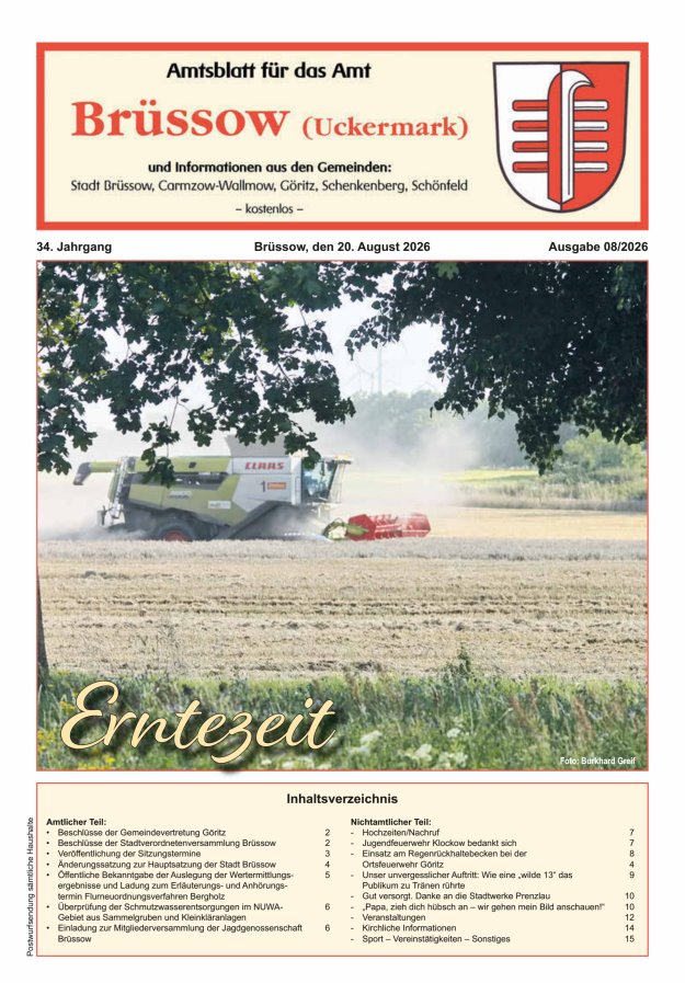 Amtsblatt Brüssow Titelblatt 08/2026