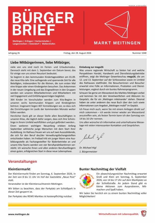 Meitinger Bürgerbrief Titelblatt 1048/2026