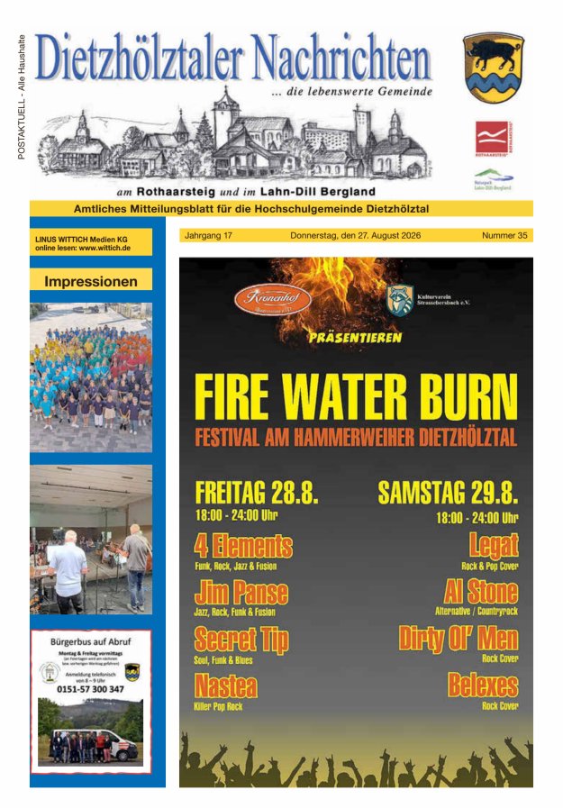Dietzhölztaler Nachrichten Titelblatt 35/2026