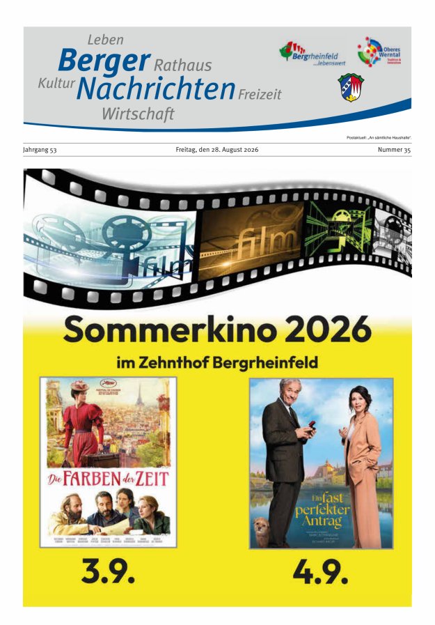 Berger Nachrichten, Bergrheinfeld Titelblatt 35/2026