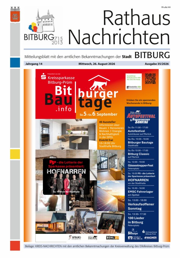 Rathaus-Nachrichten Bitburg Titelblatt 35/2026