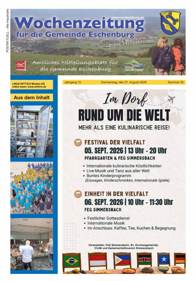 Wochenzeitung für die Gemeinde Eschenburg Titelblatt 35/2026