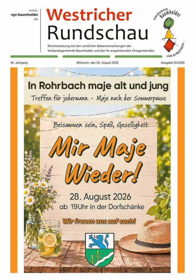 Westricher Rundschau VG Baumholder Titelblatt 35/2026