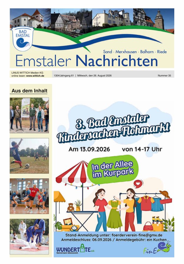 Emstaler Nachrichten Titelblatt 35/2026