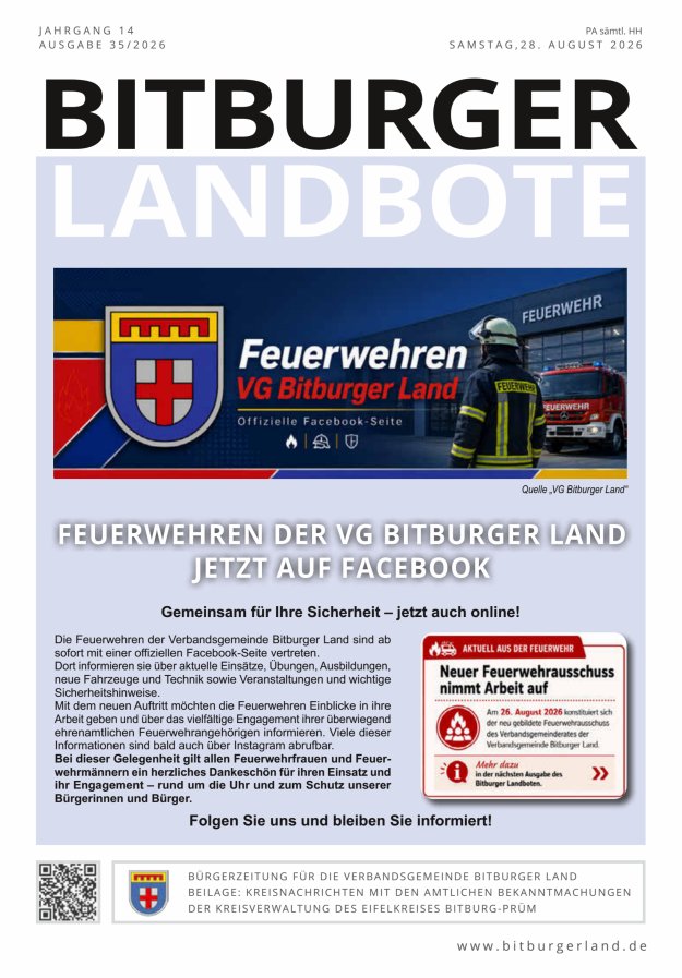 Bitburger Landbote Titelblatt 35/2026