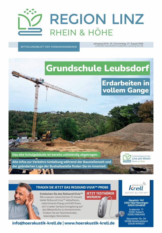 Unsere Verbandsgemeinde Linz am Rhein Titelblatt 35/2026