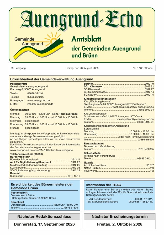 Auengrund-Echo Titelblatt 08/2026