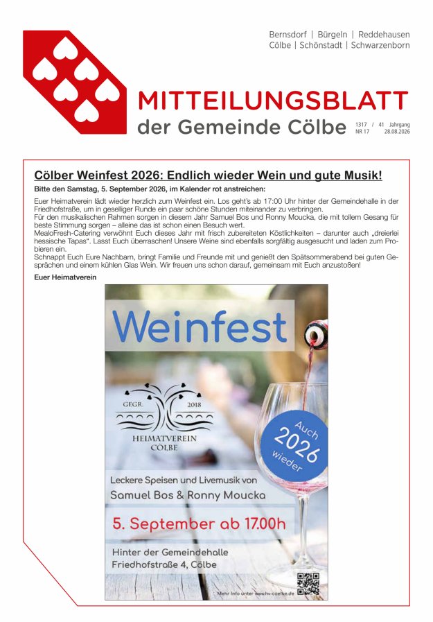 Cölbe Titelblatt 17/2026