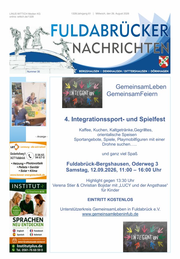 Fuldabrücker Nachrichten Titelblatt 35/2026