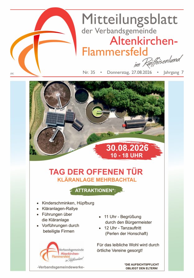 Mitteilungsblatt Verbandsgemeinde Altenkirchen-Flammersfeld Titelblatt 35/2026