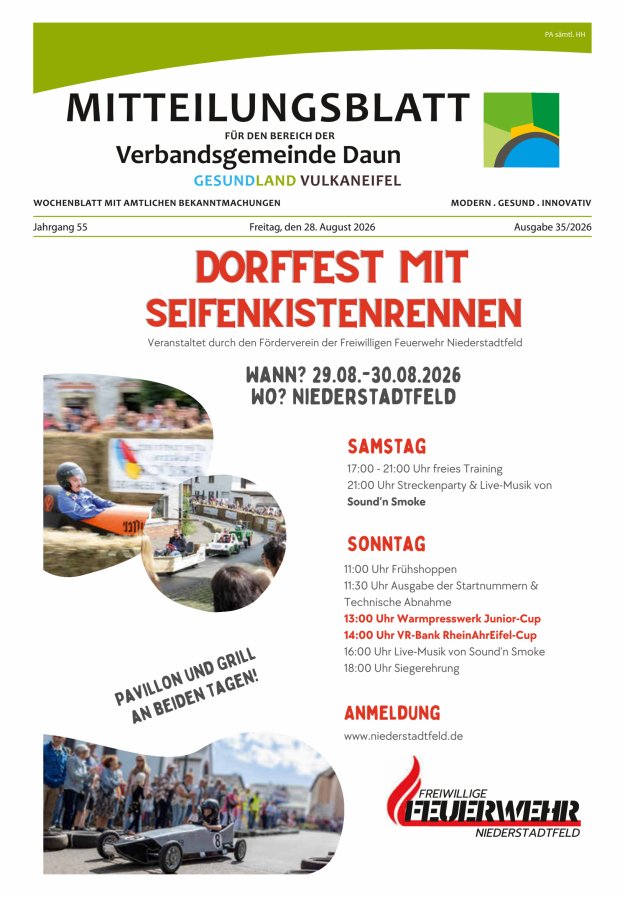 Mitteilungsblatt VG Daun Titelblatt 35/2026