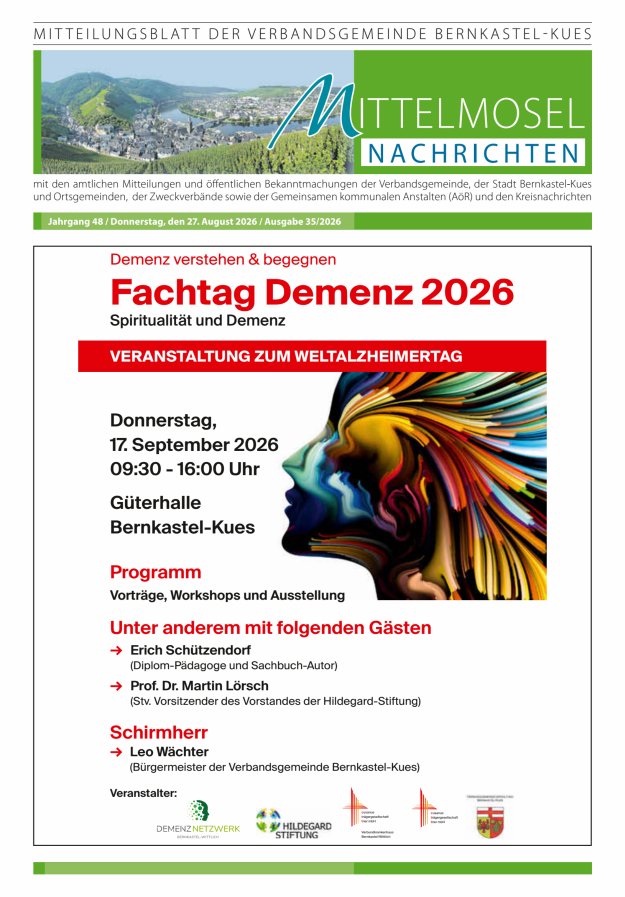 Mittelmosel-Nachrichten VG Bernkastel-Kues Titelblatt 35/2026