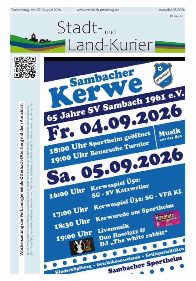 Stadt- und Land-Kurier Otterbach-Otterberg Titelblatt 35/2026