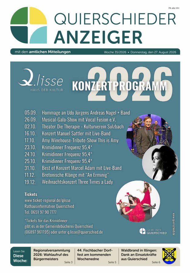 Quierschieder Anzeiger Titelblatt 35/2026