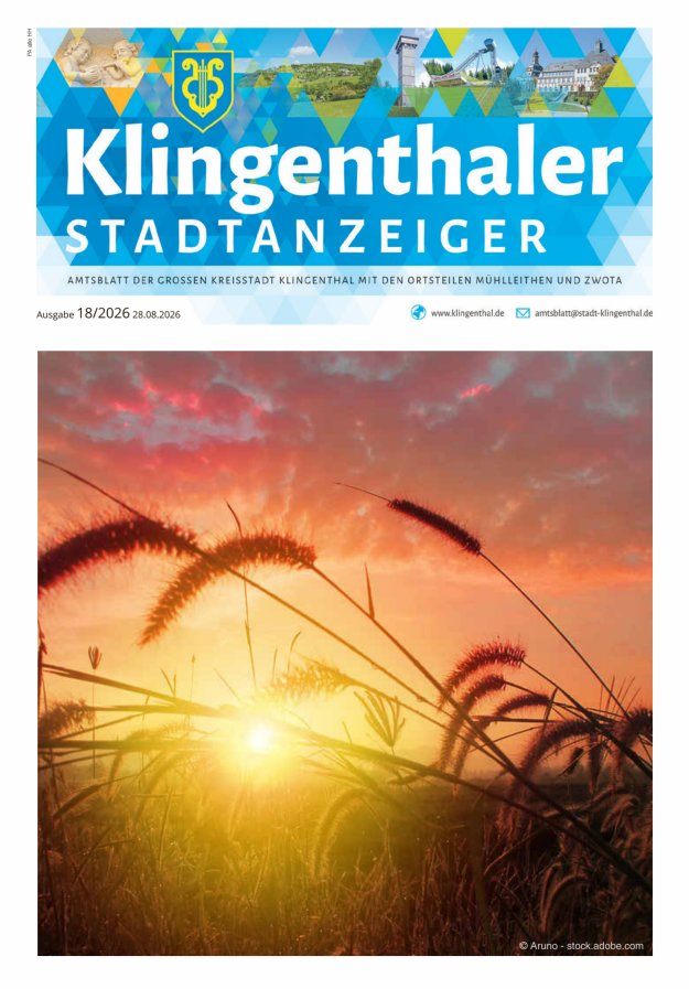 Klingenthaler Stadtanzeiger  Titelblatt 18/2026