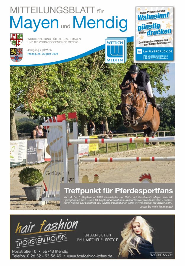 Mitteilungsblatt für Mayen und Mendig Titelblatt 35/2026
