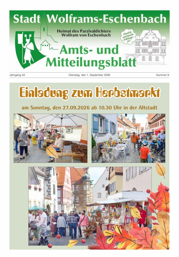 Amts- und Mitteilungsblatt Stadt Wolframs-Eschenbach Titelblatt 08/2026