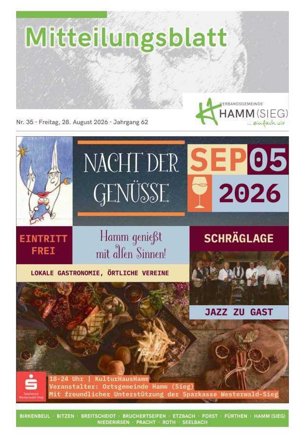 Mitteilungsblatt Hamm (Sieg) Titelblatt 35/2026